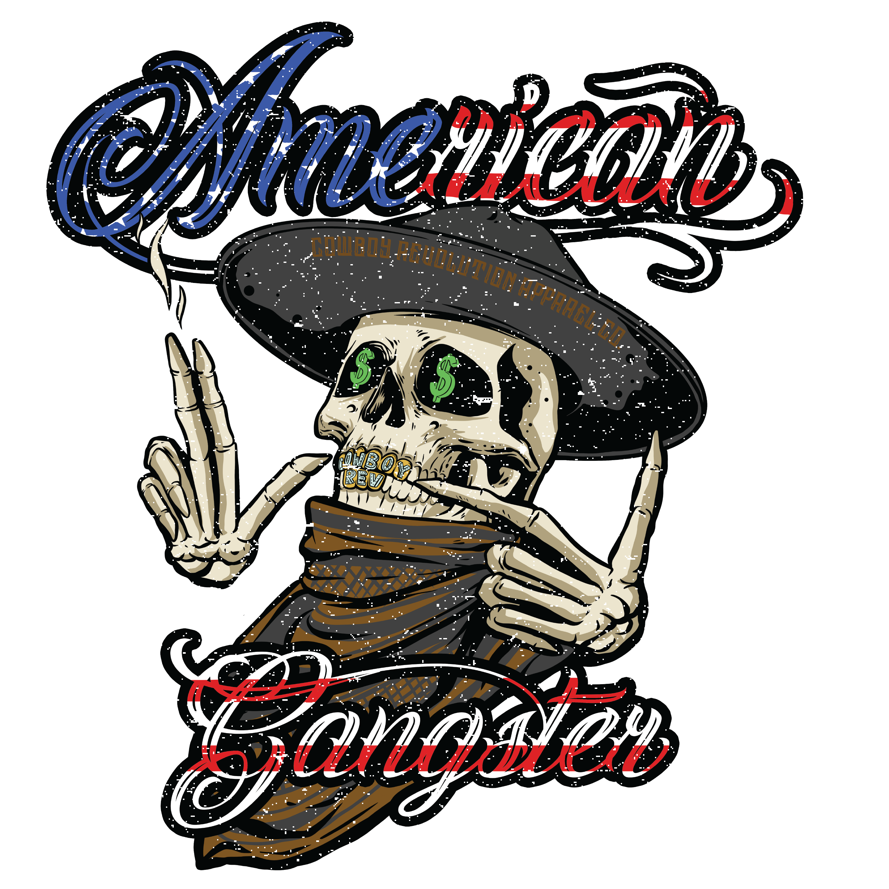 "American Gangster" Cowboy Revolution Short sleeve Tri-Blend Tee
