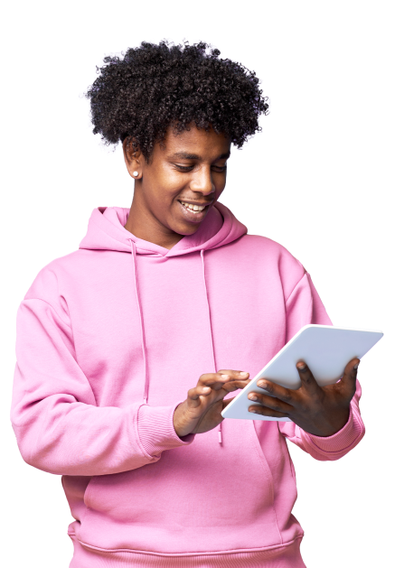 student using tablet