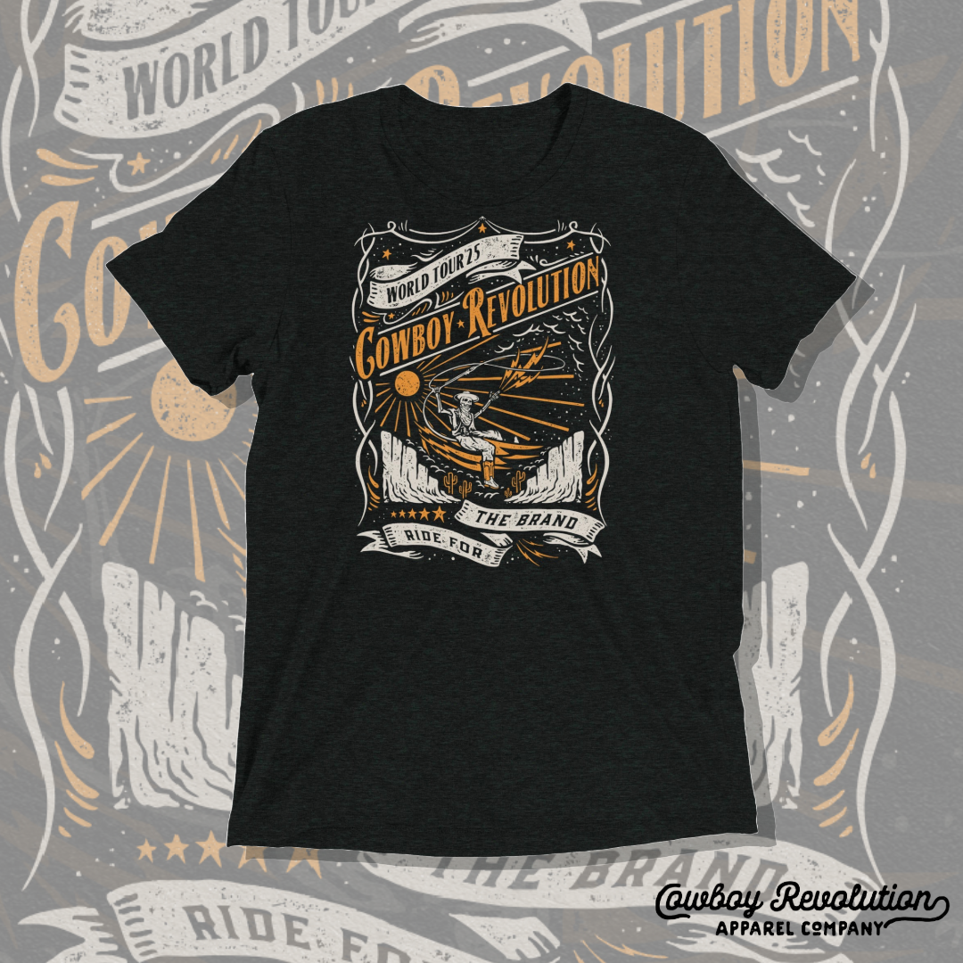 "World Tour '25" Cowboy Revolution Short Sleeve Tri-Blend Tee