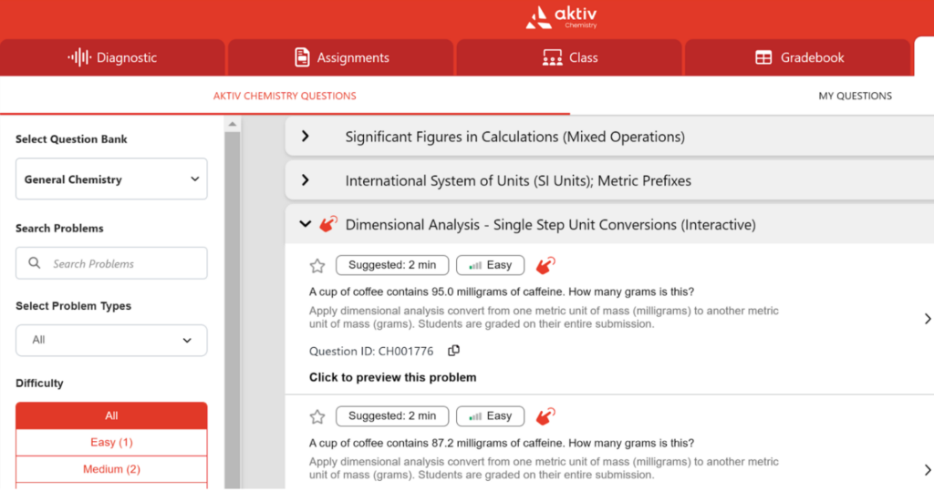 A problem in Aktiv Chemistry.