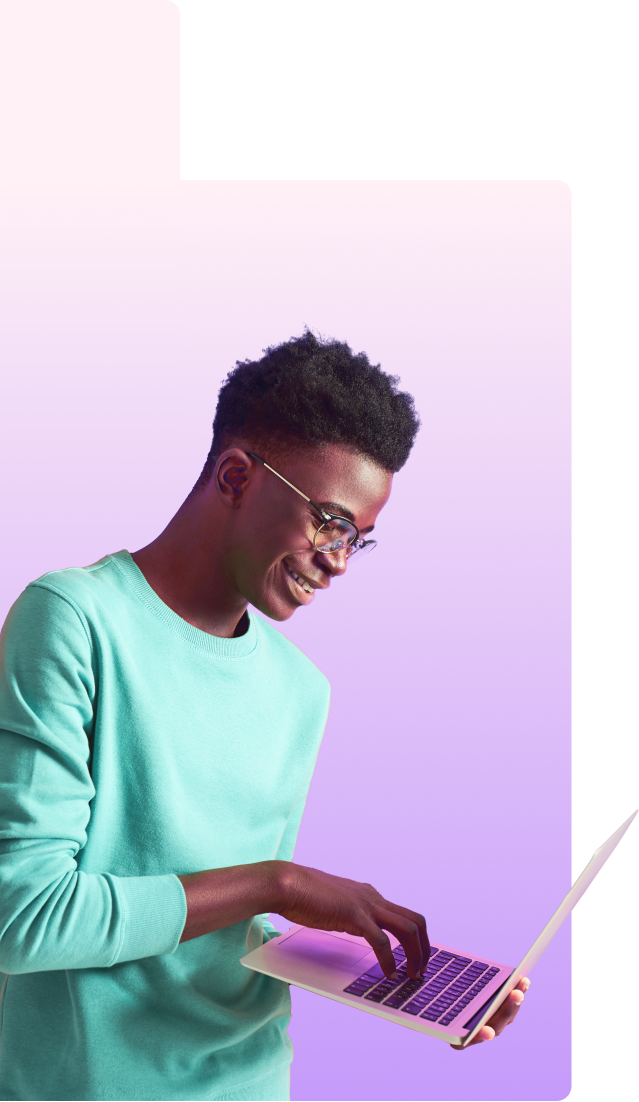 Student working on laptop