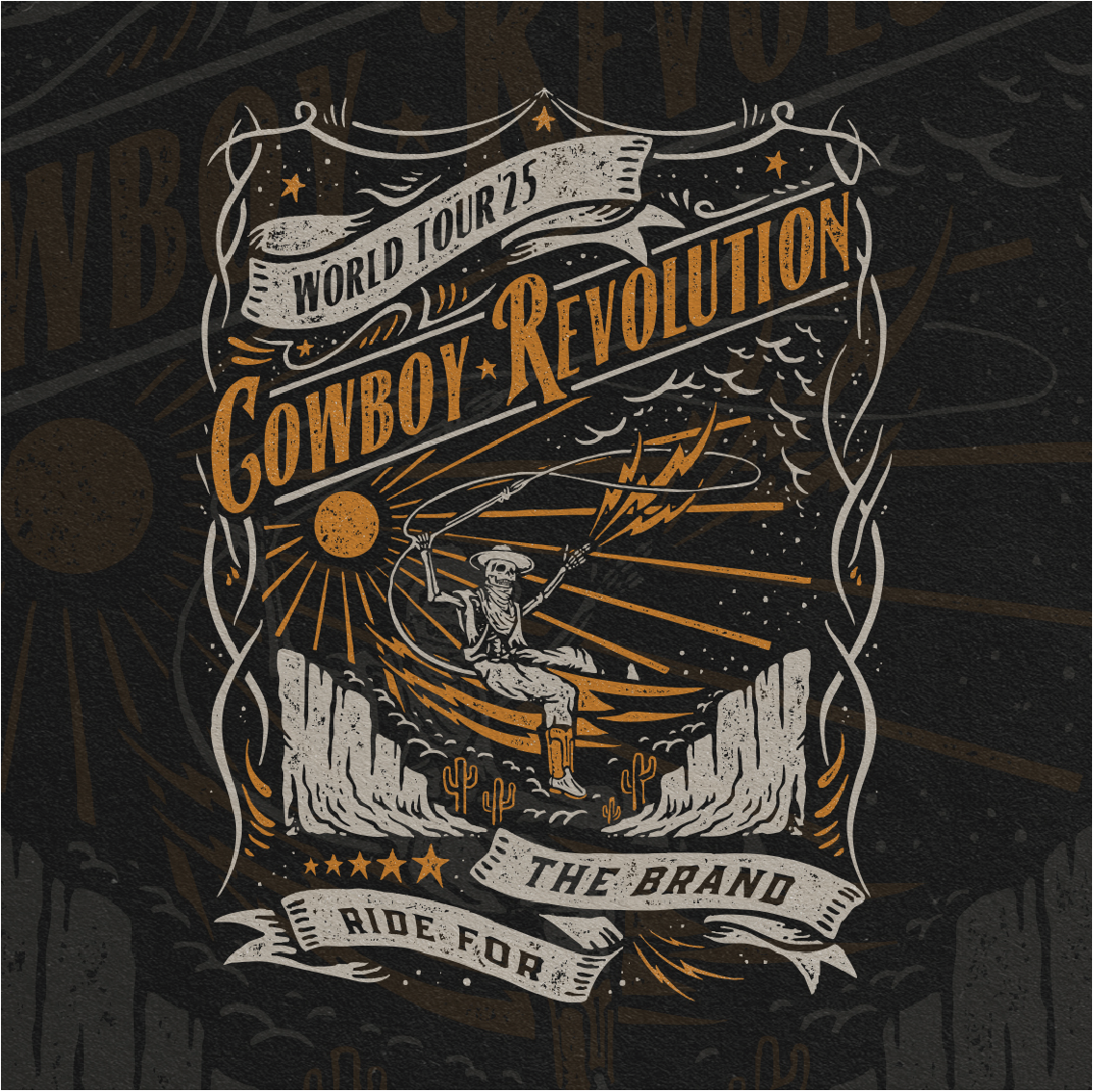 "World Tour '25" Cowboy Revolution Short Sleeve Tri-Blend Tee